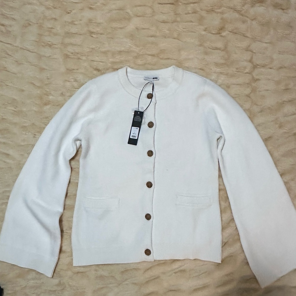 Fashion Nova Cream Button-Up Cardigan